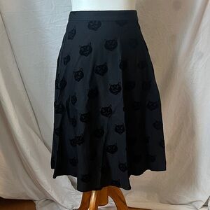Modcloth Black Cat Pattern A-Line Skirt US 8 UK 12